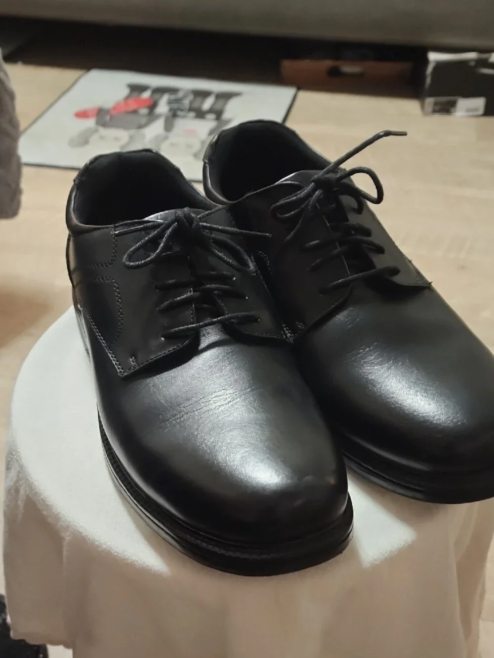 Deer Stags Black Leather Derby Dress Shoes